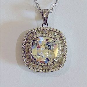 NEW Bella Luce .925 Sterling Silver Cushion Cut Necklace